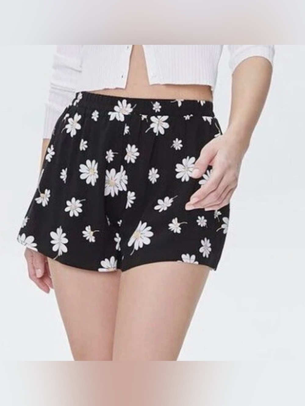 Forever 21  Print Black Women's Elastic Waist Shorts OX